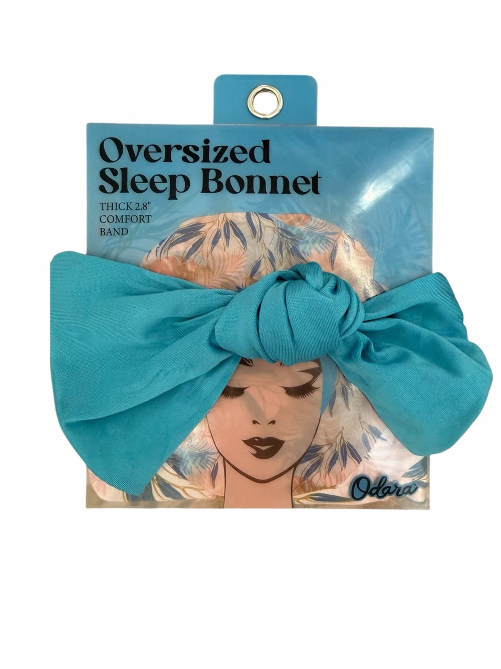 Odara Oversized Sleep Bonnet in Reversible Pattern and Teal Blue
